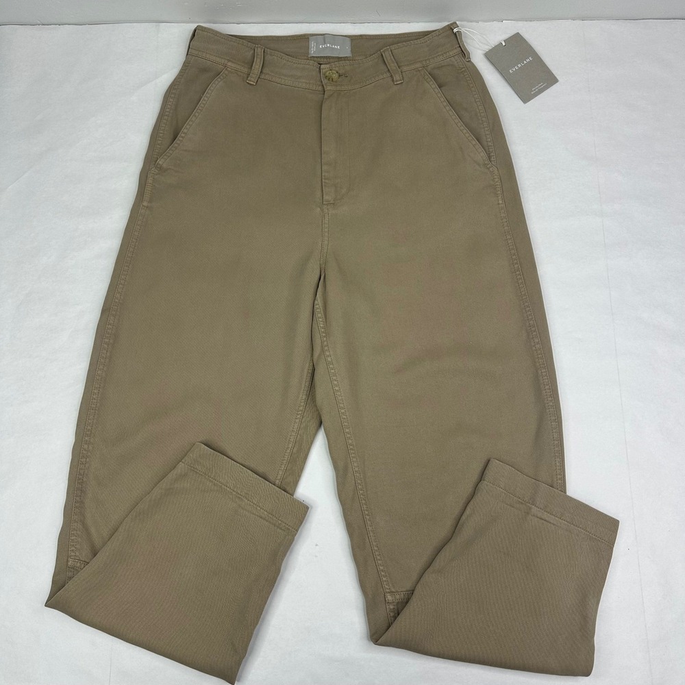 Everlane The Relaxed Chino Pants Dark Khaki Women 4 Tencel Lyocell High Rise NEW